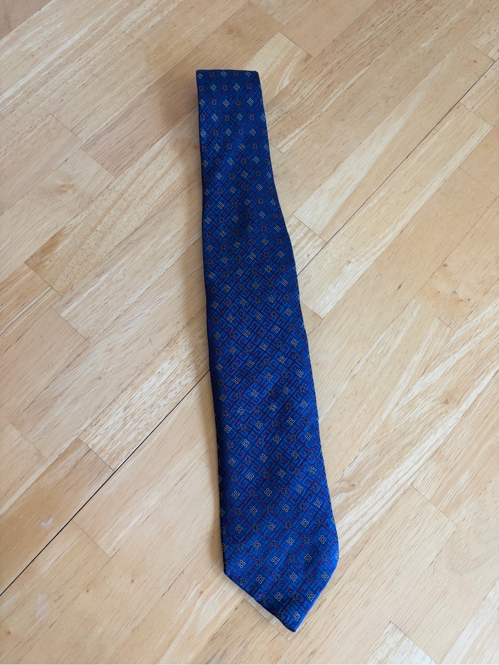 Givenchy Paris 100% Silk Tie – Royal Blue Textured Micro-Pattern
